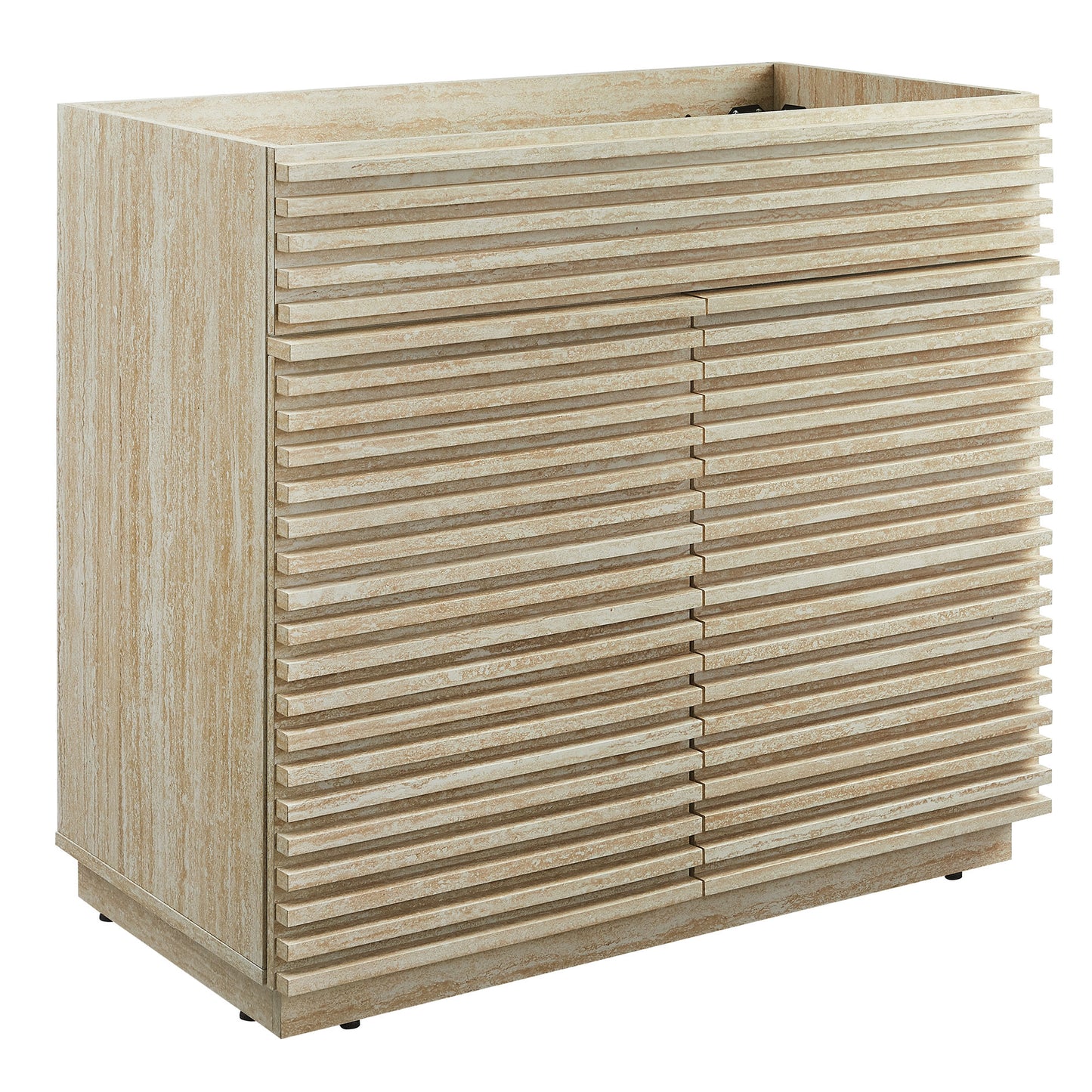 Render 36" Faux Travertine Bathroom Vanity Cabinet (Sink Not Included) by Furniture For America