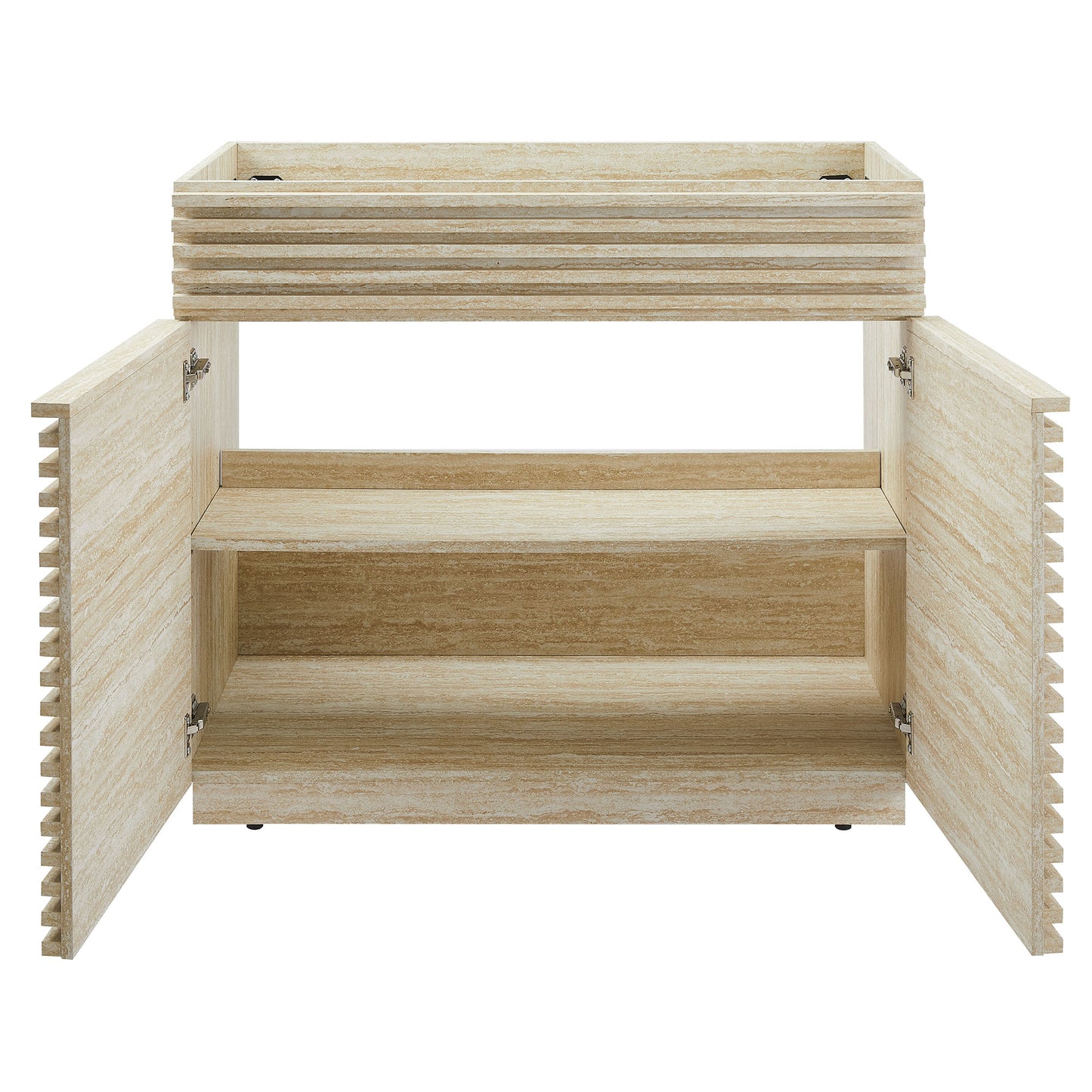 Render 36" Faux Travertine Bathroom Vanity Cabinet (Sink Not Included) by Furniture For America
