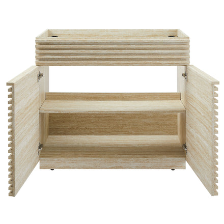 Render 36" Faux Travertine Bathroom Vanity Cabinet (Sink Not Included) in Travertine