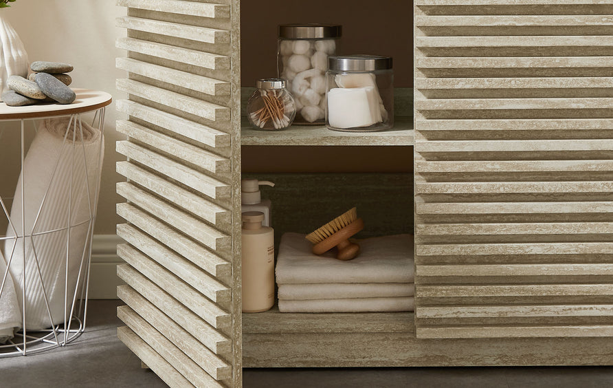 Vera 36" Faux Travertine Bathroom Vanity Cabinet (Sink Not Included) in Travertine