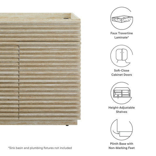 Render 36" Faux Travertine Bathroom Vanity Cabinet (Sink Not Included) by Furniture For America