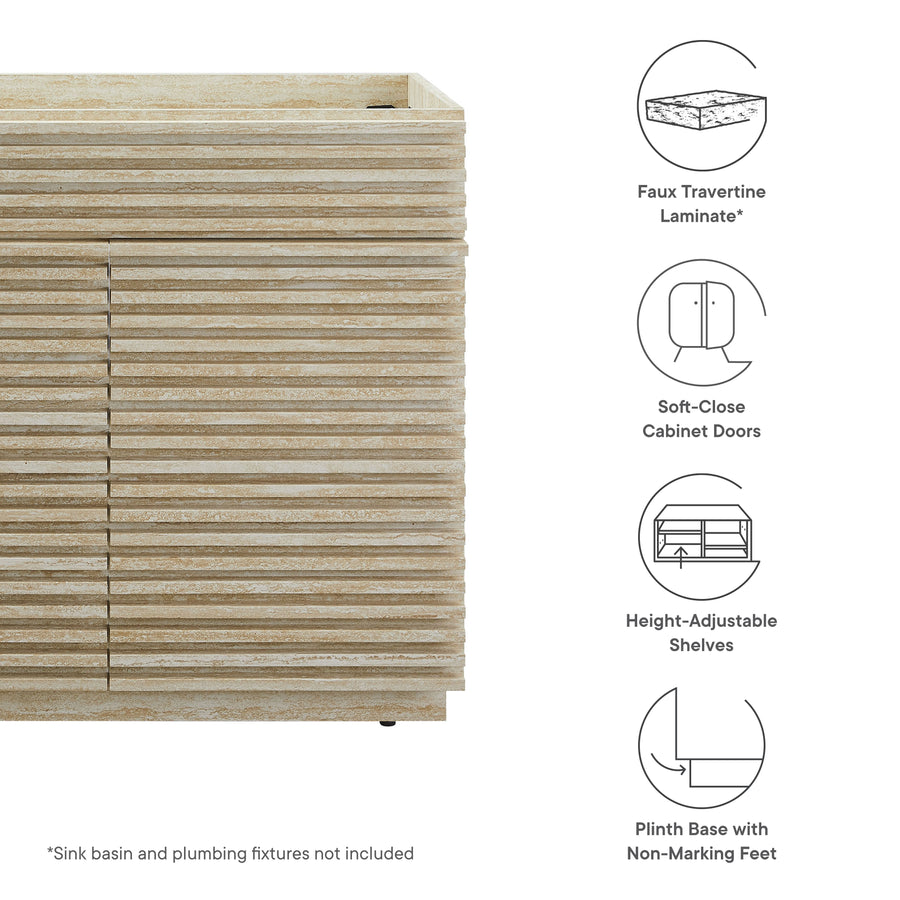 Vera 36" Faux Travertine Bathroom Vanity Cabinet (Sink Not Included) in Travertine