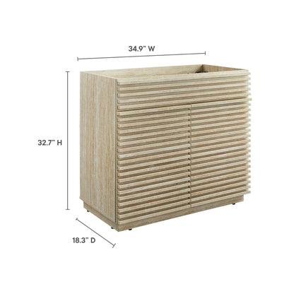 Render 36" Faux Travertine Bathroom Vanity Cabinet (Sink Not Included) by Furniture For America