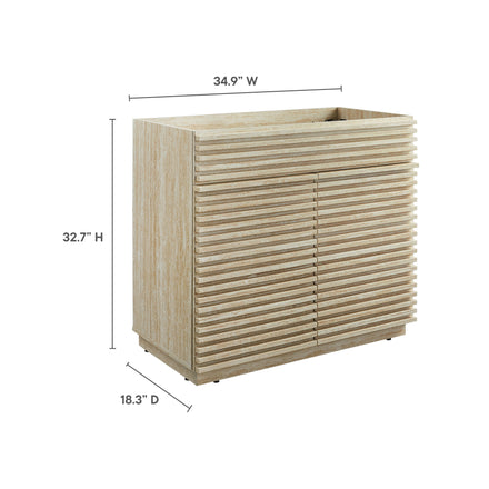 Render 36" Faux Travertine Bathroom Vanity Cabinet (Sink Not Included) in Travertine