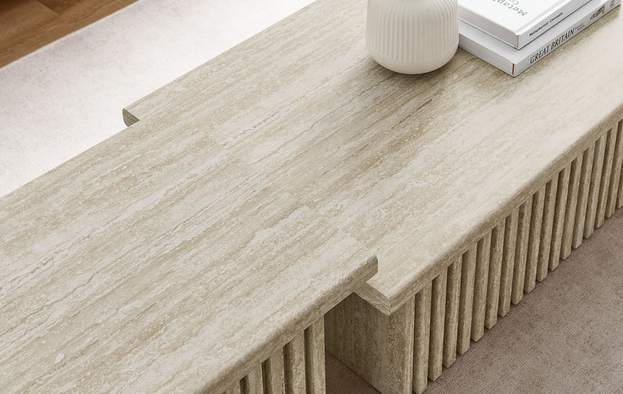 Vera Nesting Coffee Tables Set of 2 in Travertine