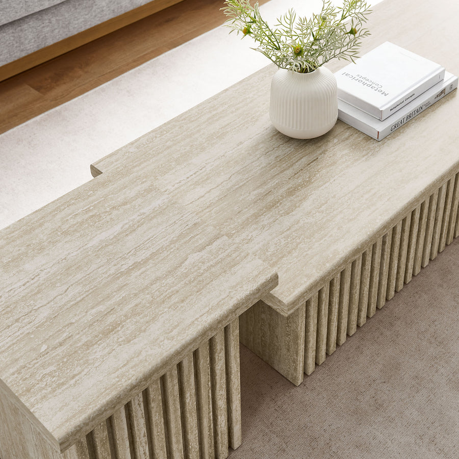 Vera Nesting Coffee Tables Set of 2 in Travertine