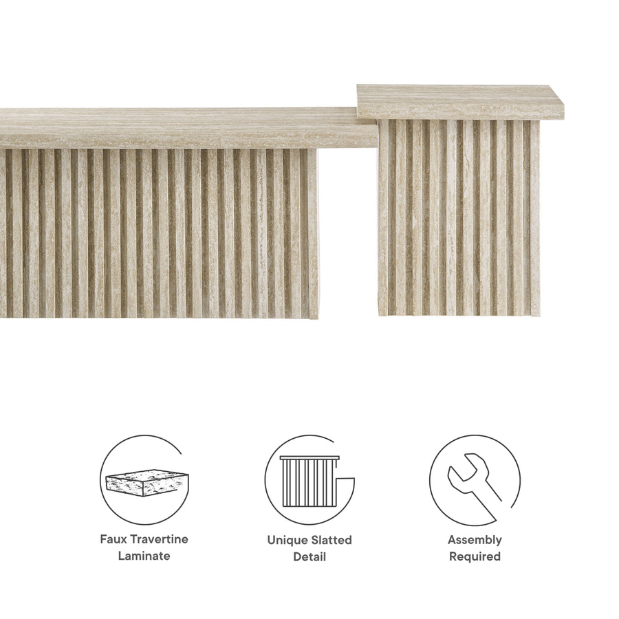 Vera Nesting Coffee Tables Set of 2 in Travertine