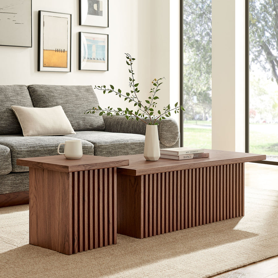Vera Nesting Coffee Tables Set of 2 in Walnut