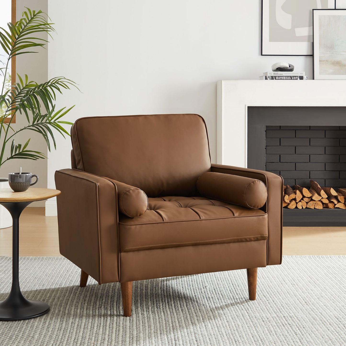 Valour Tufted Vegan Leather Accent Armchair by Furniture For America