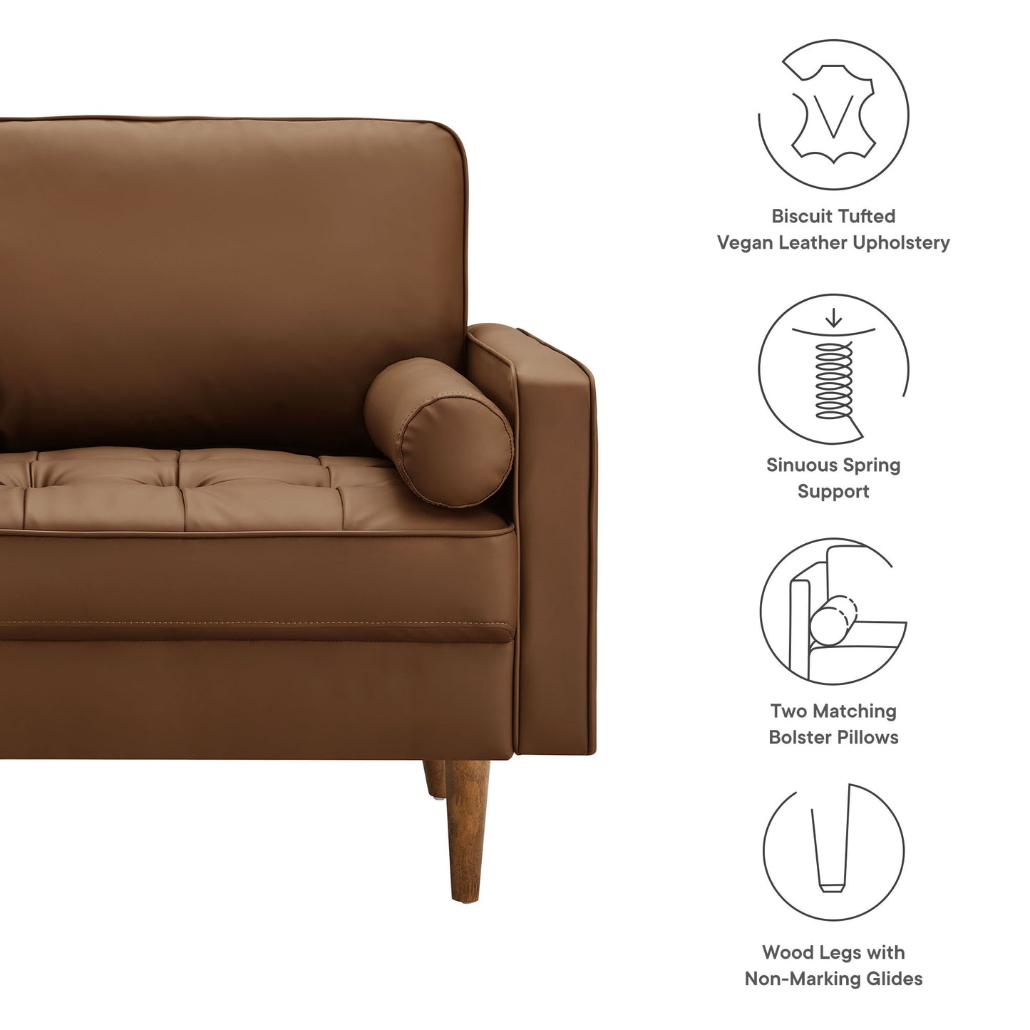 Valour Tufted Vegan Leather Accent Armchair by Furniture For America