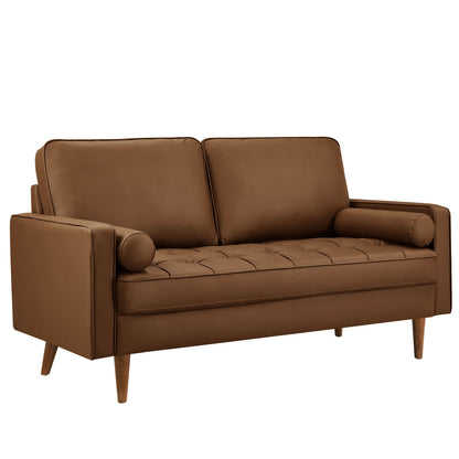 Valour Tufted Vegan Leather Loveseat by Furniture for America