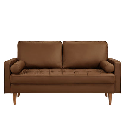 Valour Tufted Vegan Leather Loveseat by Furniture for America