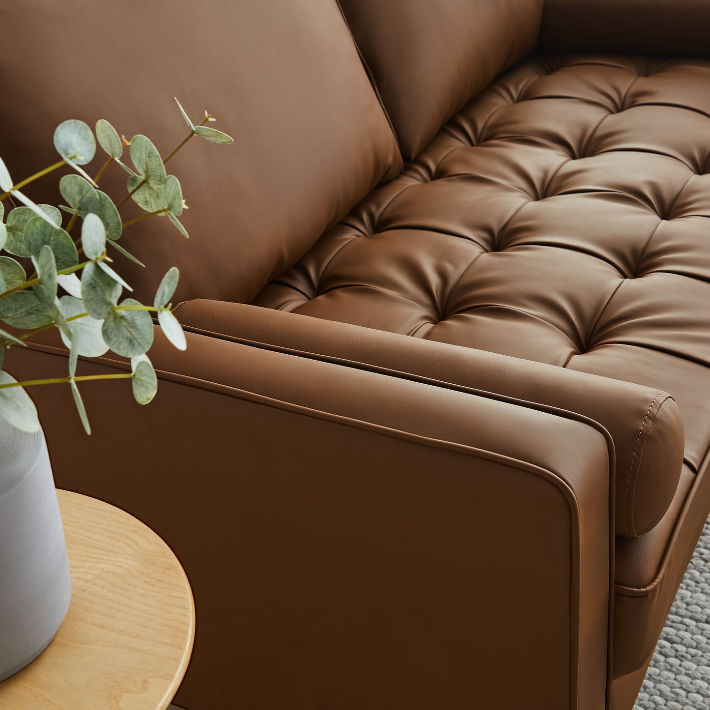 Valour Tufted Vegan Leather Loveseat by Furniture for America