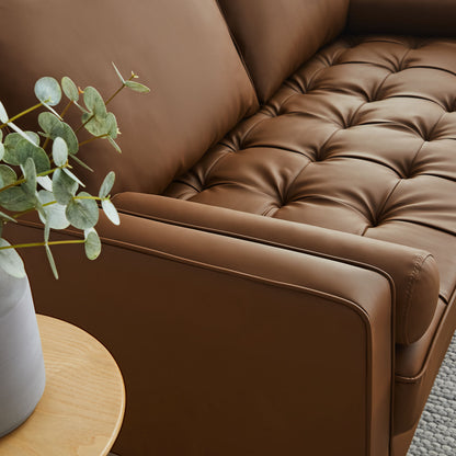 Valour Tufted Vegan Leather Loveseat by Furniture for America