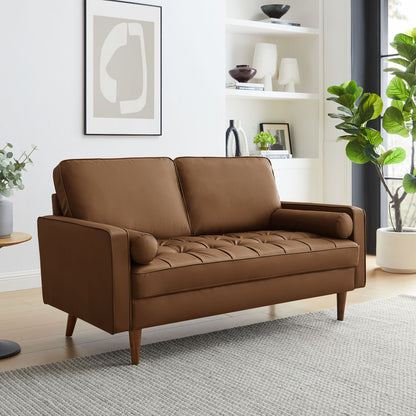 Valour Tufted Vegan Leather Loveseat by Furniture for America