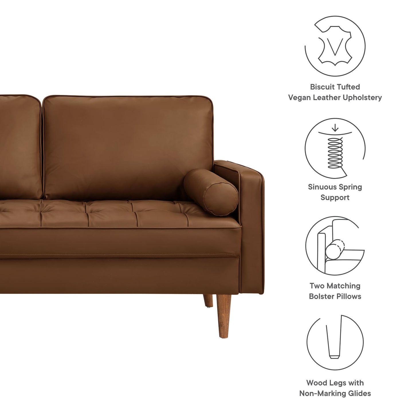Valour Tufted Vegan Leather Loveseat by Furniture for America