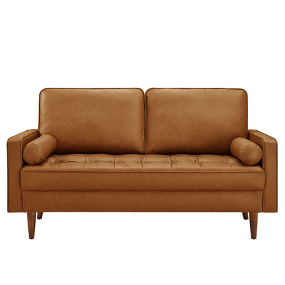Valour Tufted Vegan Leather Loveseat by Furniture for America