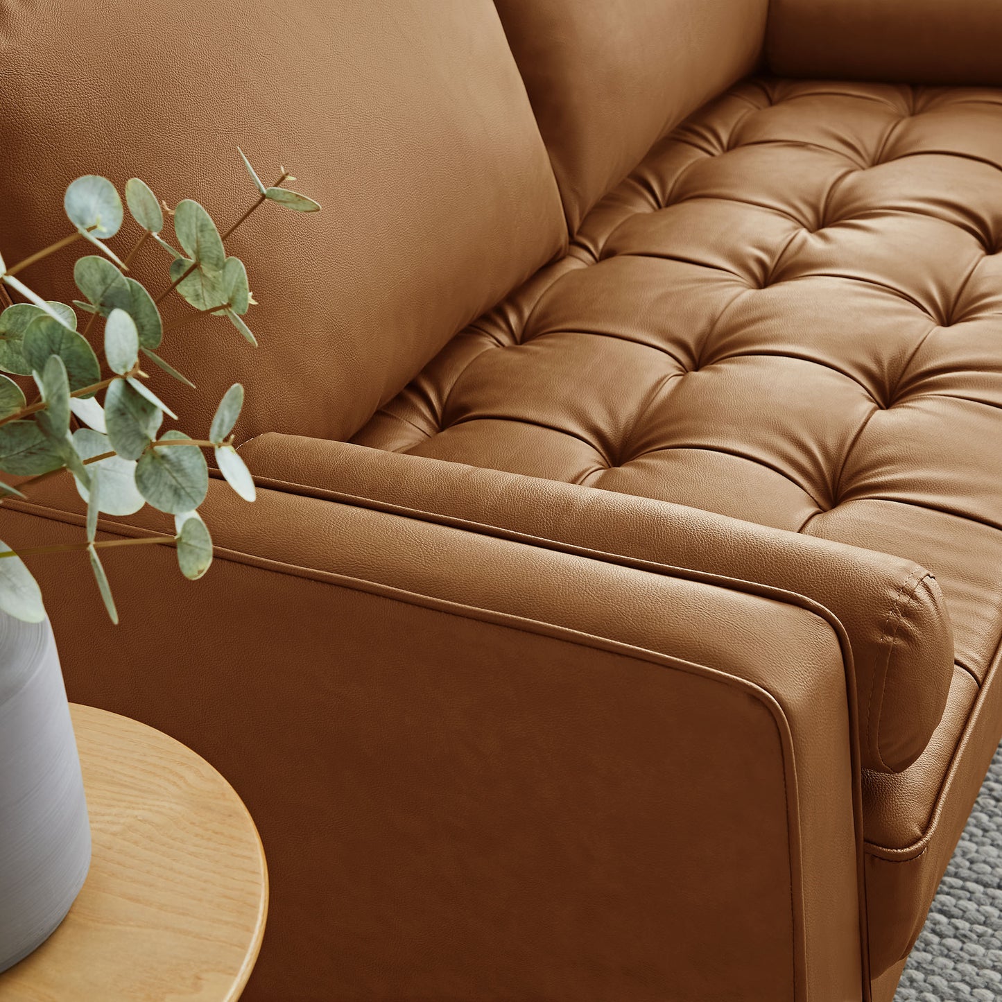 Valour Tufted Vegan Leather Loveseat by Furniture for America