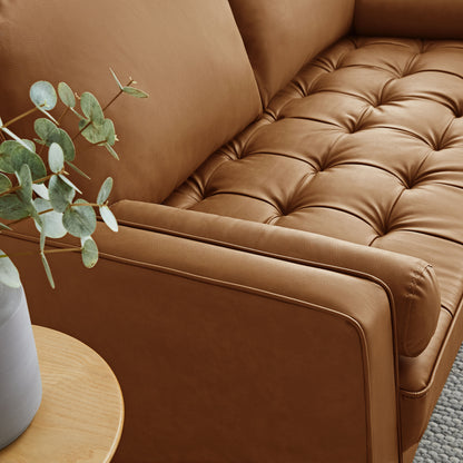 Valour Tufted Vegan Leather Loveseat by Furniture for America
