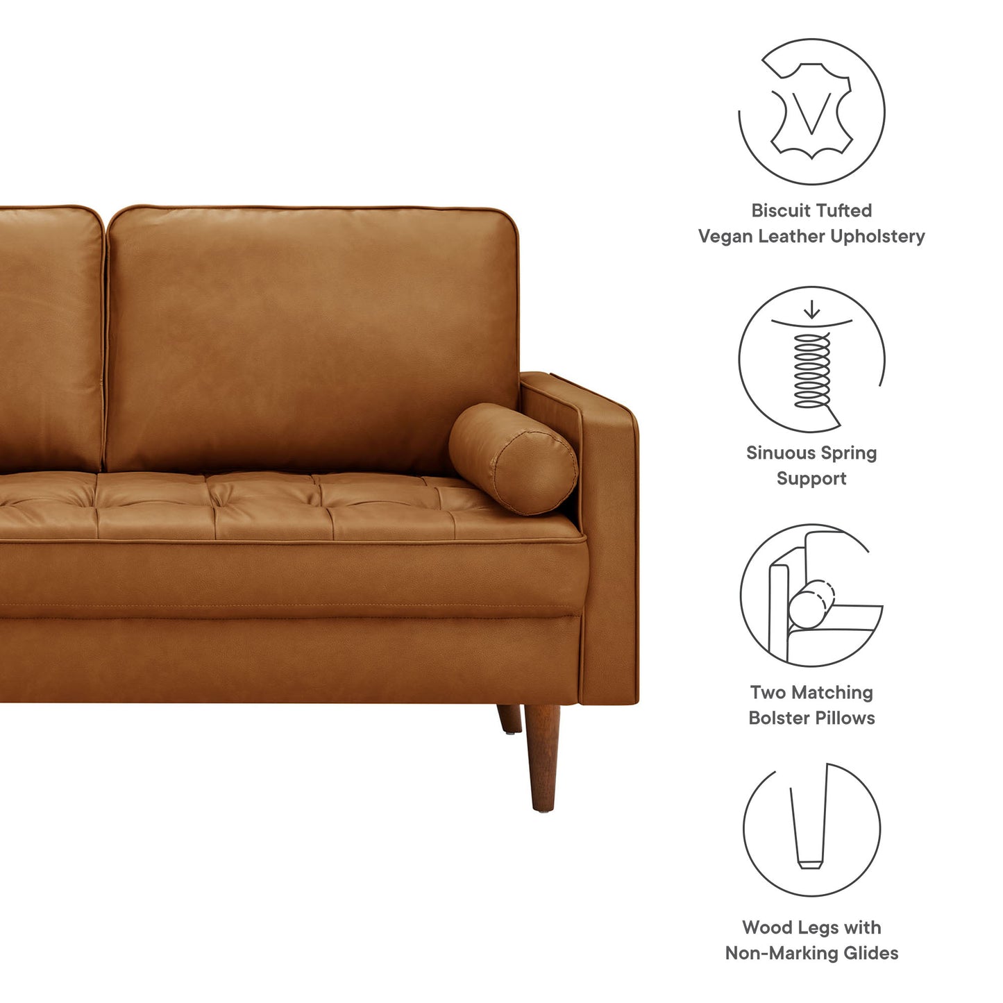 Valour Tufted Vegan Leather Loveseat by Furniture for America