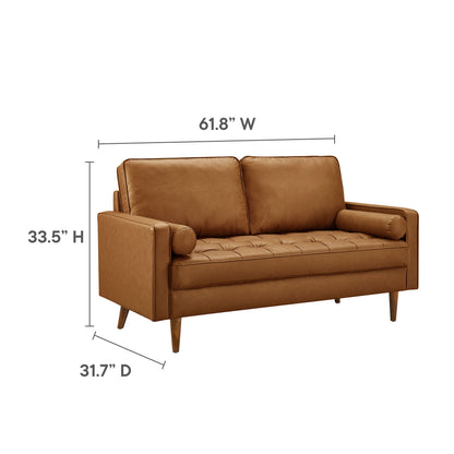 Valour Tufted Vegan Leather Loveseat by Furniture for America