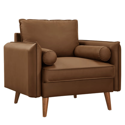 Revive Upholstered Vegan Leather Accent Armchair by Furniture For America