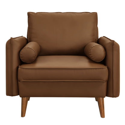 Revive Upholstered Vegan Leather Accent Armchair by Furniture For America