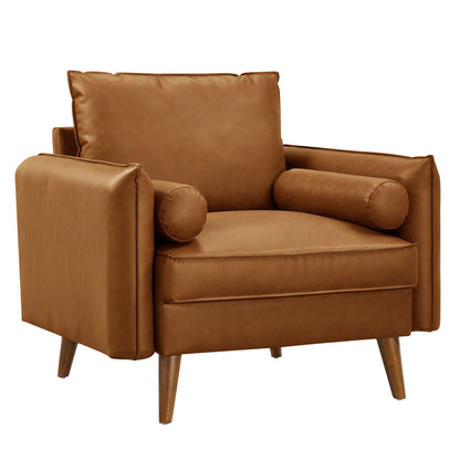 Revive Upholstered Vegan Leather Accent Armchair by Furniture For America