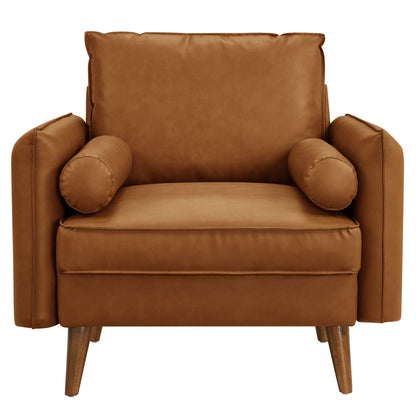 Revive Upholstered Vegan Leather Accent Armchair by Furniture For America
