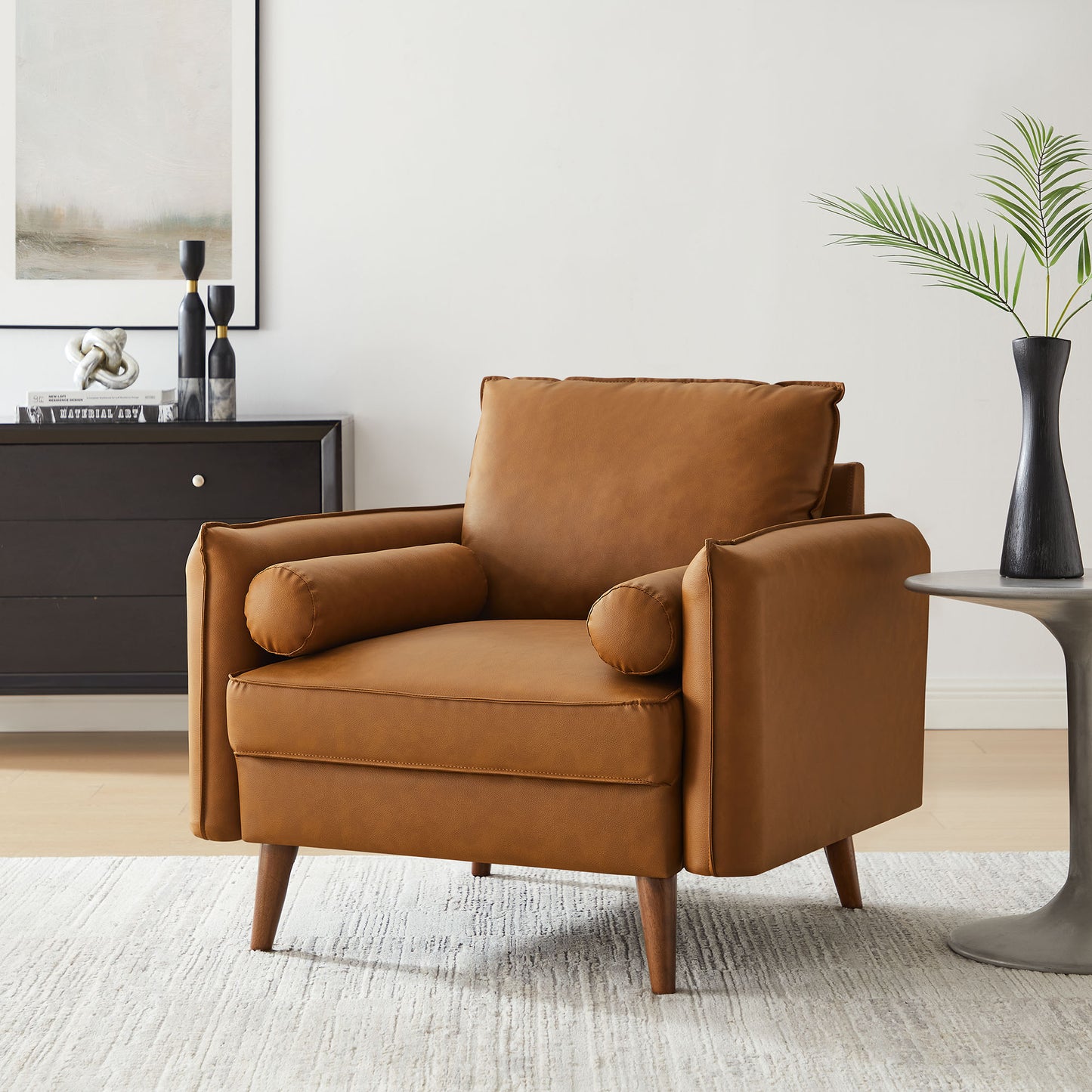Revive Upholstered Vegan Leather Accent Armchair by Furniture For America