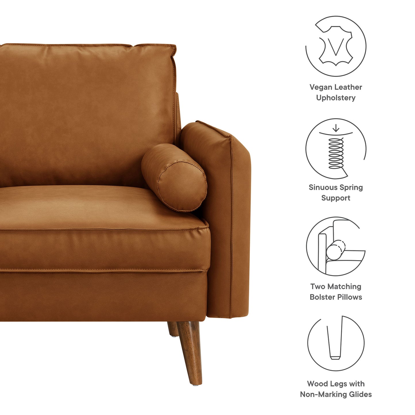 Revive Upholstered Vegan Leather Accent Armchair by Furniture For America