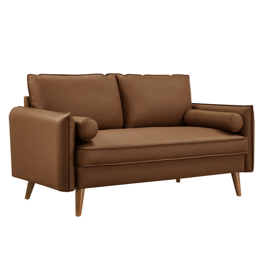Revive Upholstered Vegan Leather Loveseat by Furniture for America