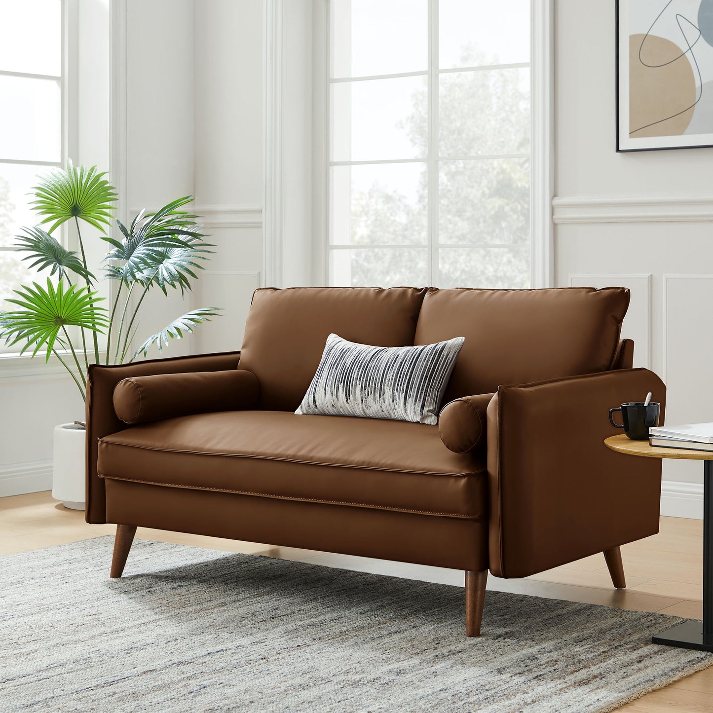 Revive Upholstered Vegan Leather Loveseat by Furniture for America