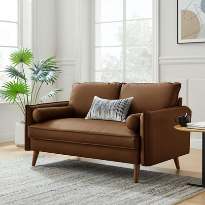 Revive Upholstered Vegan Leather Loveseat by Furniture for America