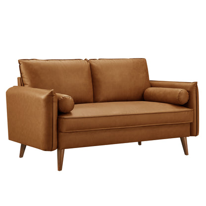 Revive Upholstered Vegan Leather Loveseat by Furniture for America