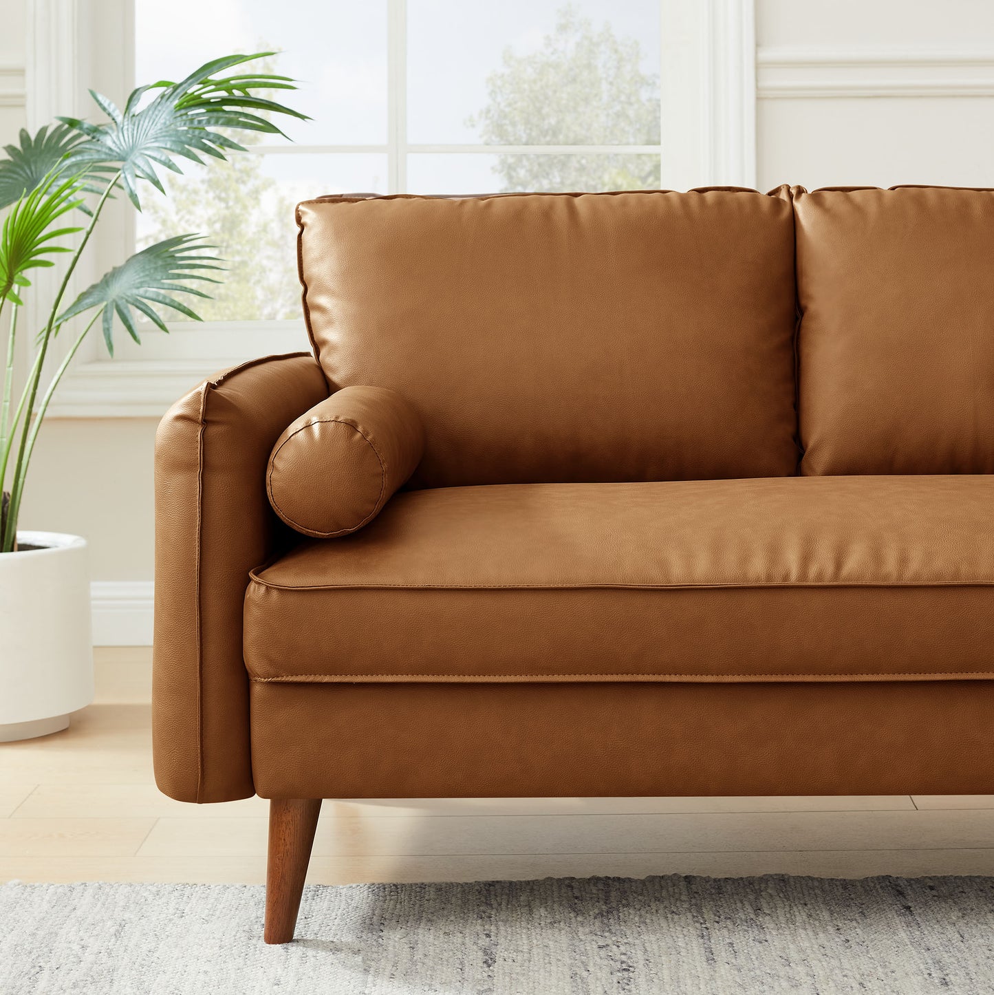 Revive Upholstered Vegan Leather Loveseat by Furniture for America