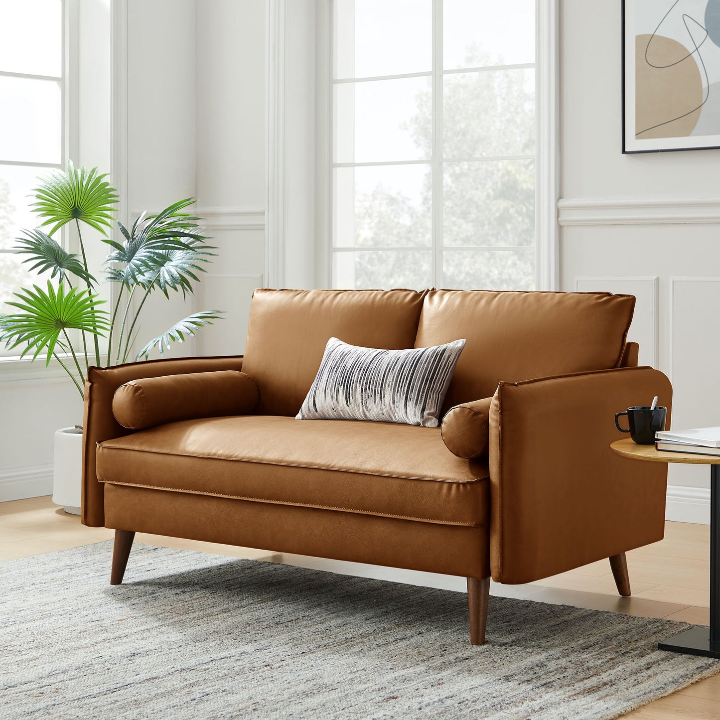 Revive Upholstered Vegan Leather Loveseat by Furniture for America