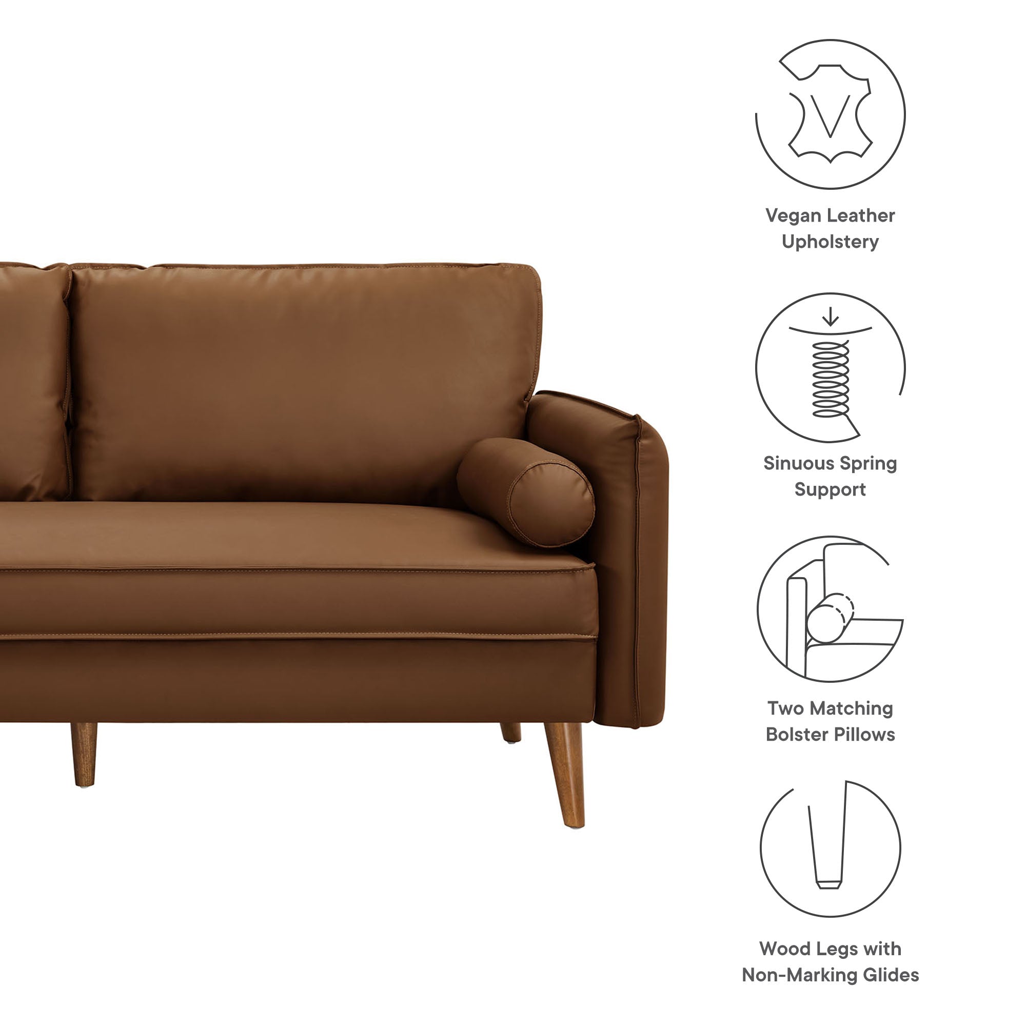 Revive Upholstered Vegan Leather Sofa by Furniture for America