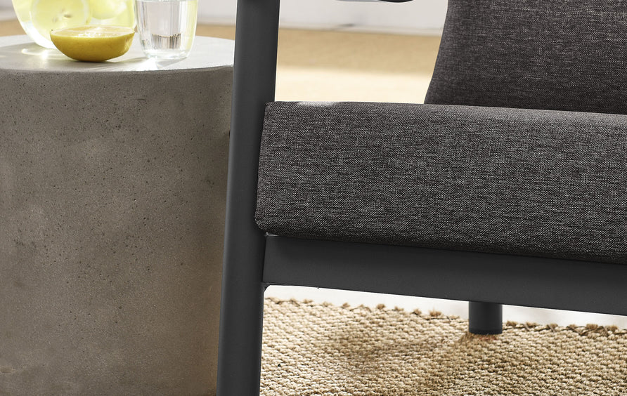 Umber Outdoor Patio Aluminum Accent Armchair in Carbon Graphite