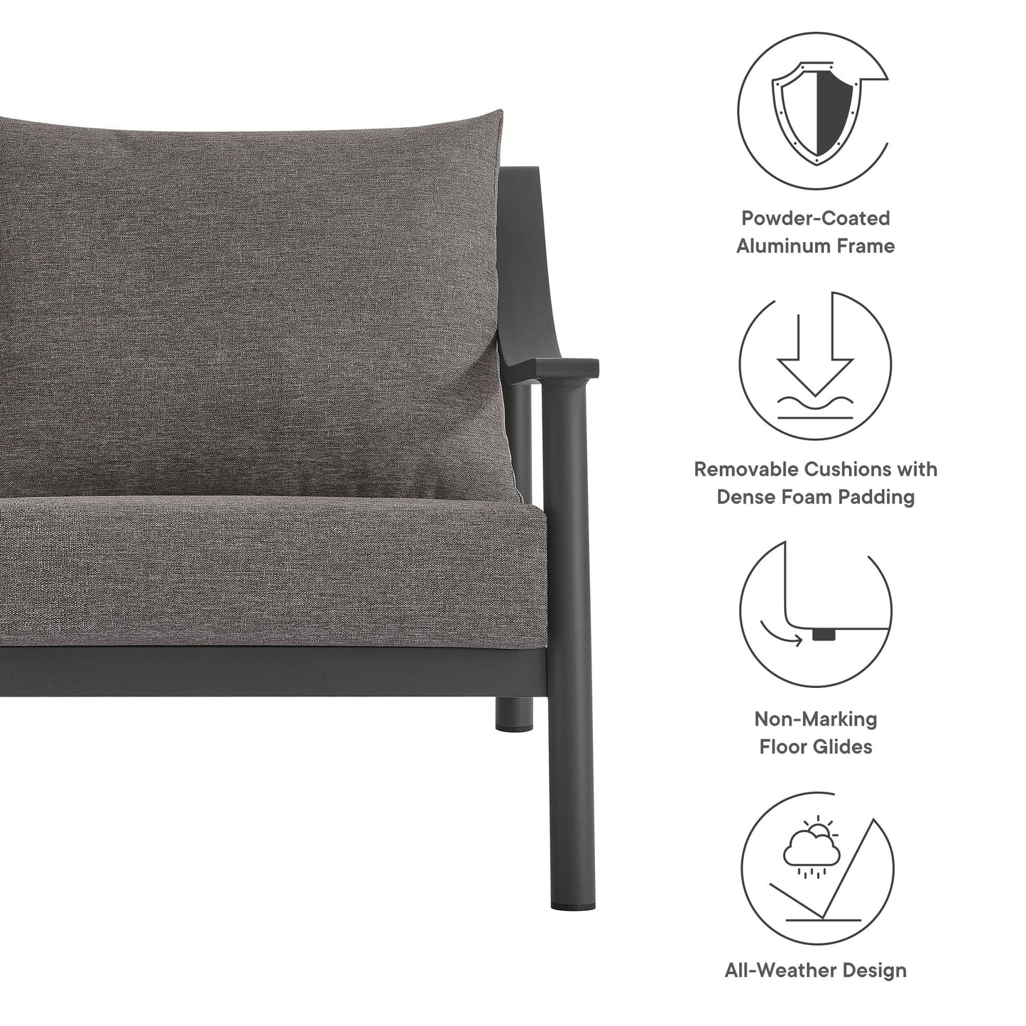 Terrace Outdoor Patio Aluminum Accent Armchair by Furniture For America
