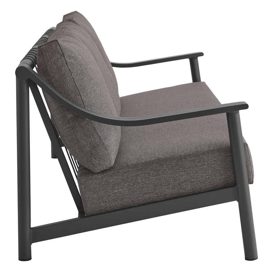 Umber Outdoor Patio Aluminum Sofa in Carbon Graphite