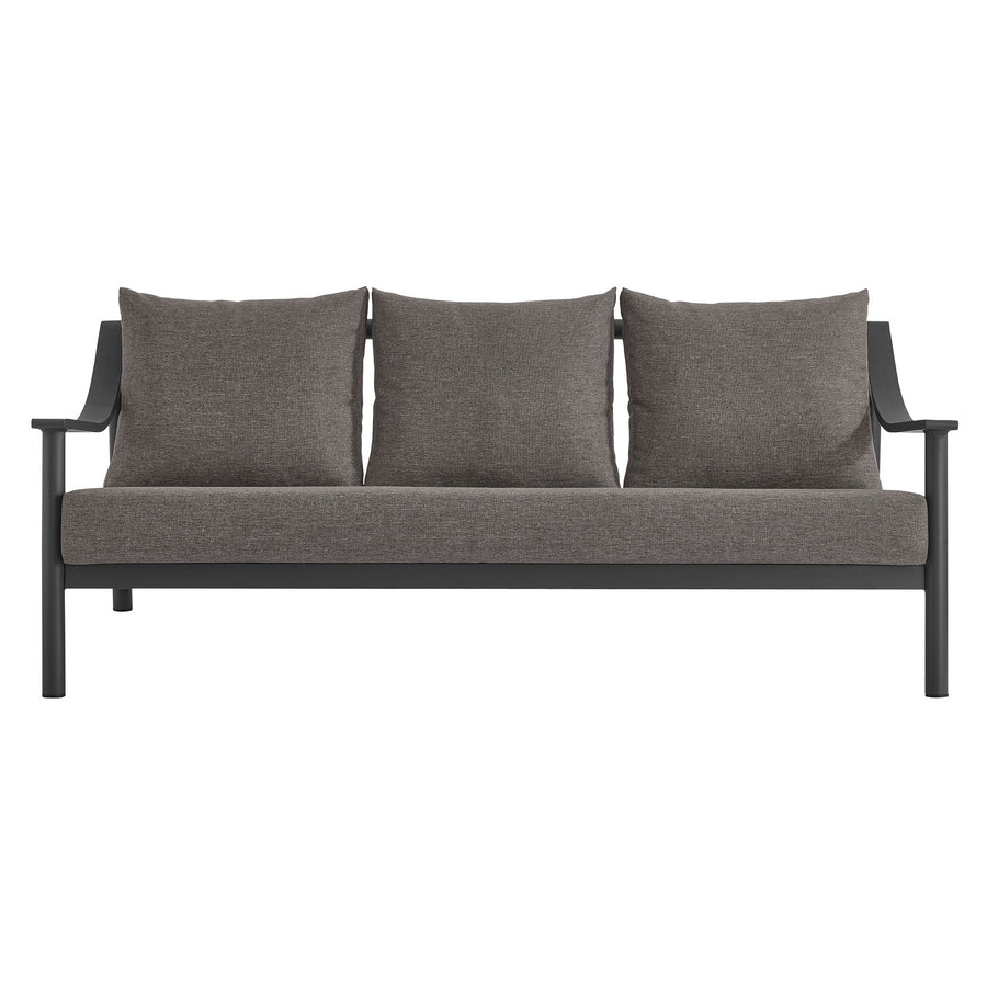 Umber Outdoor Patio Aluminum Sofa in Carbon Graphite
