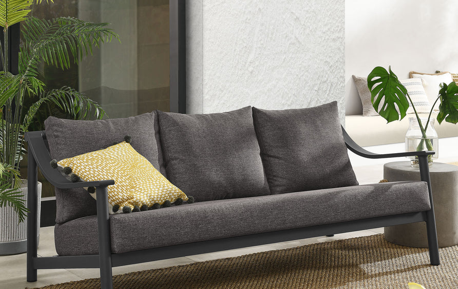 Umber Outdoor Patio Aluminum Sofa in Carbon Graphite