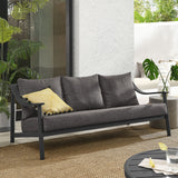 Umber Outdoor Patio Aluminum Sofa in Carbon Graphite