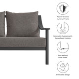 Umber Outdoor Patio Aluminum Sofa in Carbon Graphite