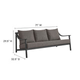 Umber Outdoor Patio Aluminum Sofa in Carbon Graphite