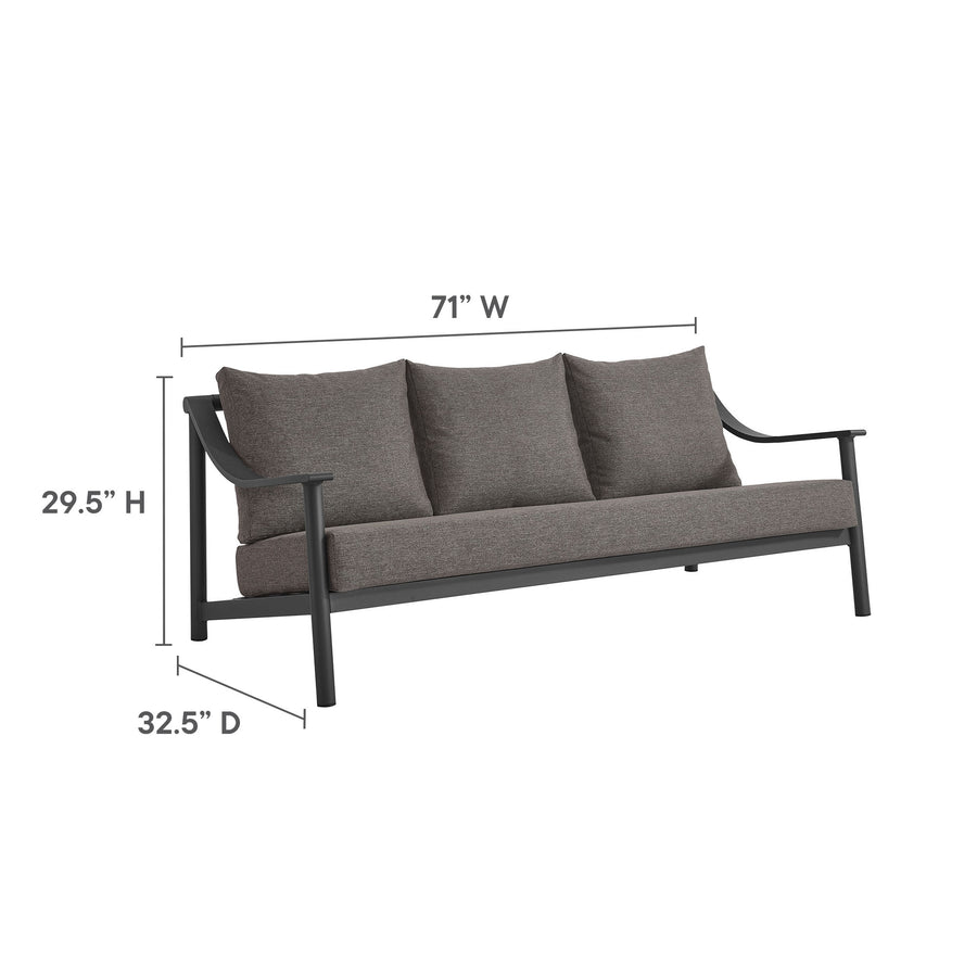 Umber Outdoor Patio Aluminum Sofa in Carbon Graphite