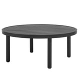 Umber 35" Outdoor Patio Aluminum Round Coffee Table in Graphite