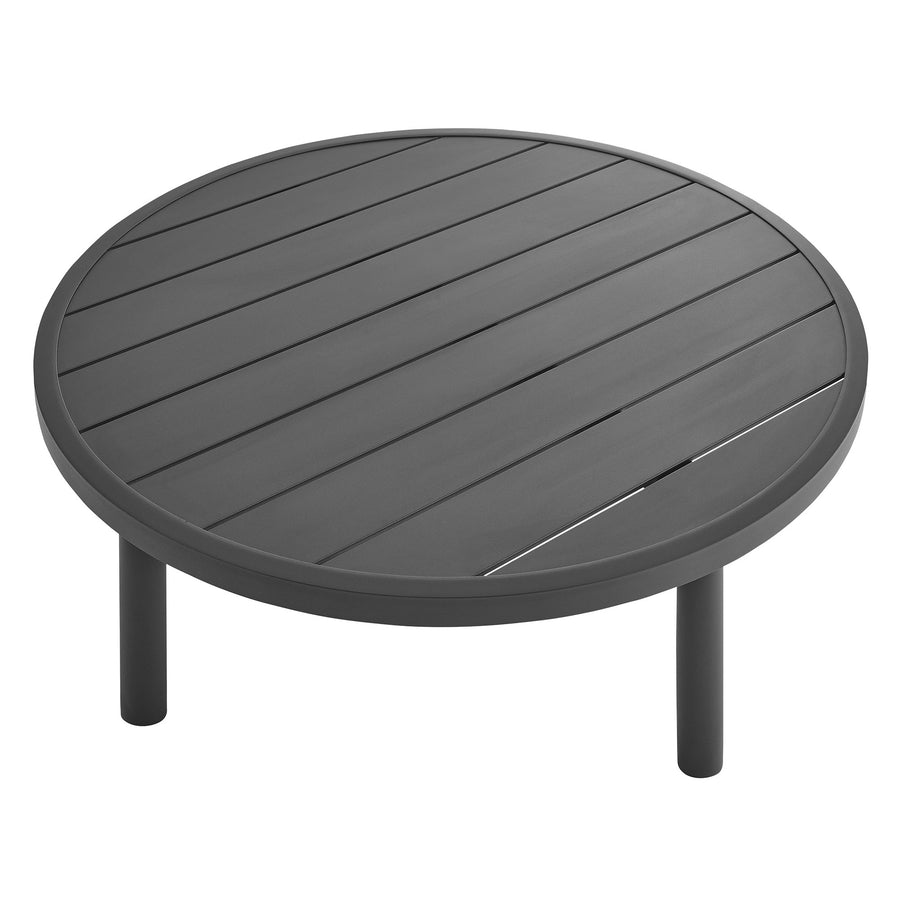 Umber 35" Outdoor Patio Aluminum Round Coffee Table in Graphite