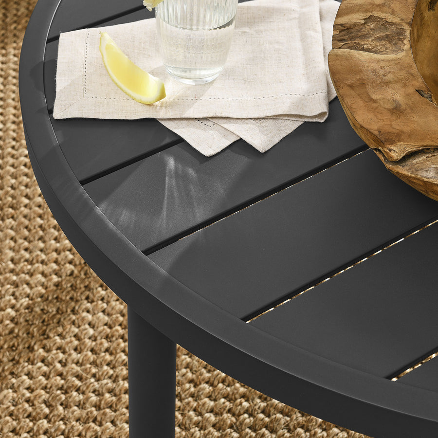 Umber 35" Outdoor Patio Aluminum Round Coffee Table in Graphite